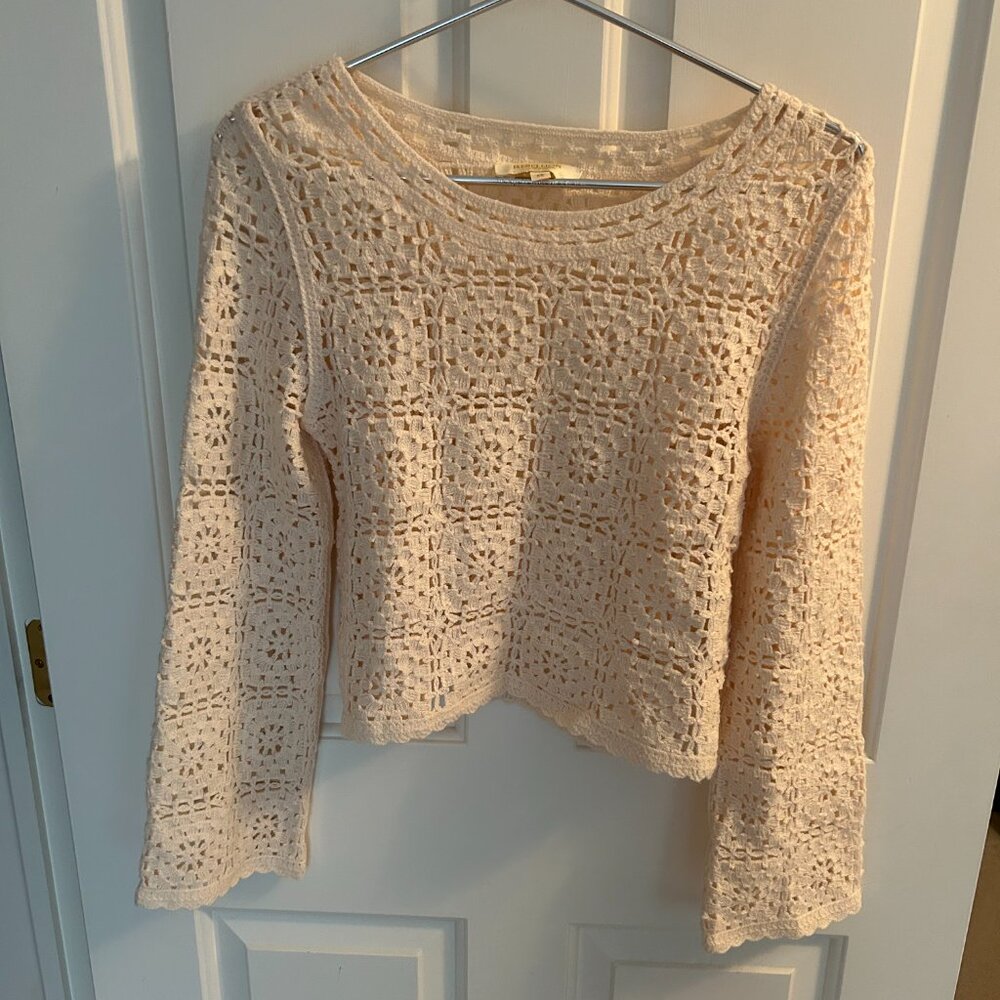 Rebellion Cream Knit Long Sleeve Top, XS
